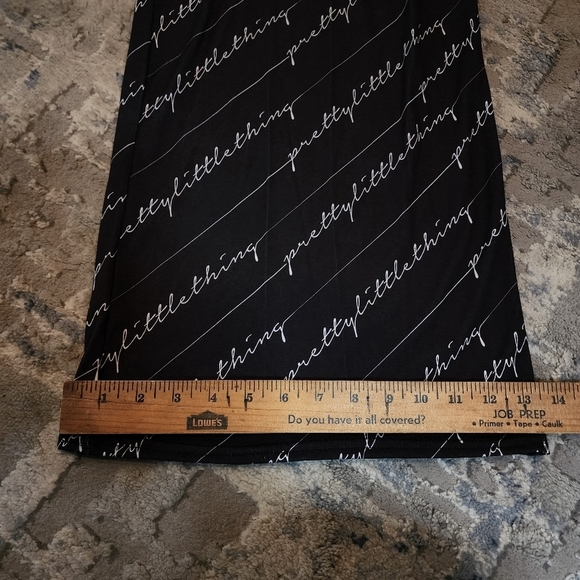 NWT PRETTYLITTLETHING Script Ruched Crop Top And Wide Leg Pj Set Pants - Picture 14 of 17